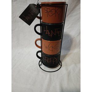 Prima Design Set of 4 Haunted Stacking Mug Set Limited Halloween Edition 🎃 NWT